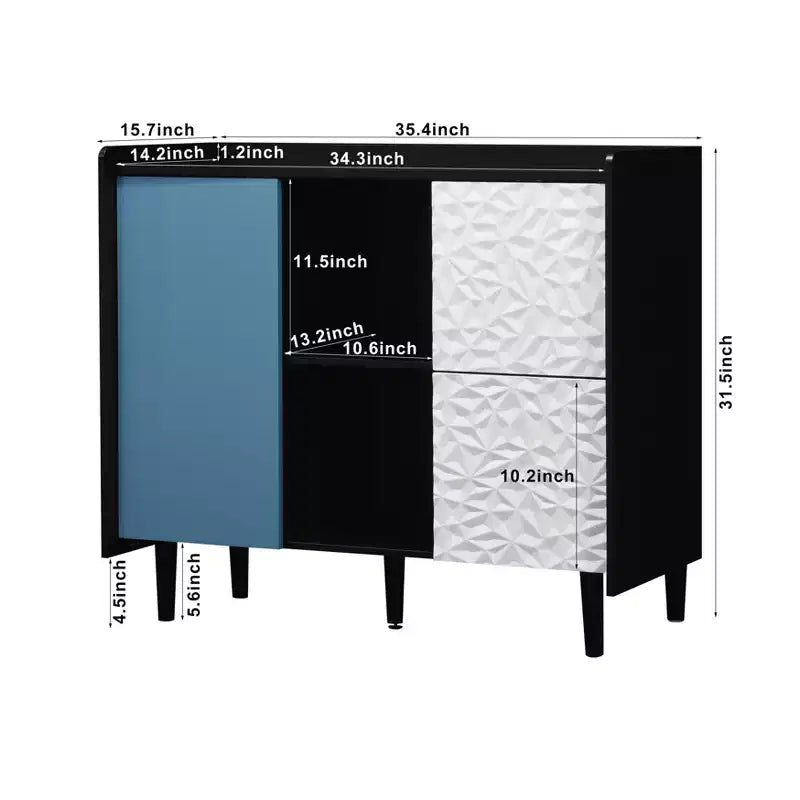 Buffet commode moderne, Armoire de rangement avec 1 porte et 2 tiroirs, Meuble bar pour salon, entrée, couloir, bureau