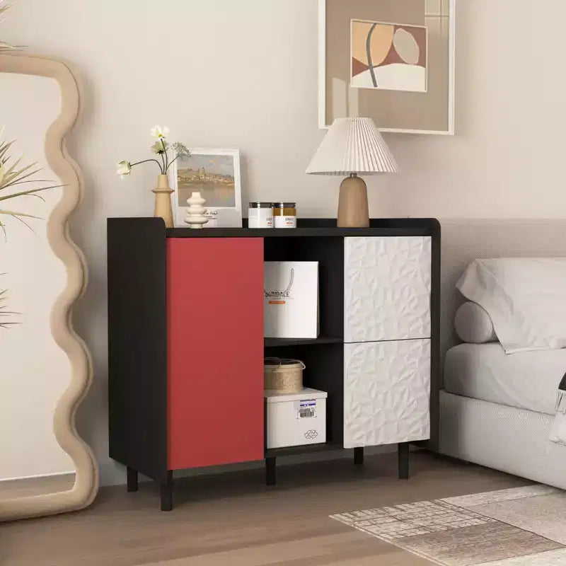 Buffet commode moderne, Armoire de rangement avec 1 porte et 2 tiroirs, Meuble bar pour salon, entrée, couloir, bureau