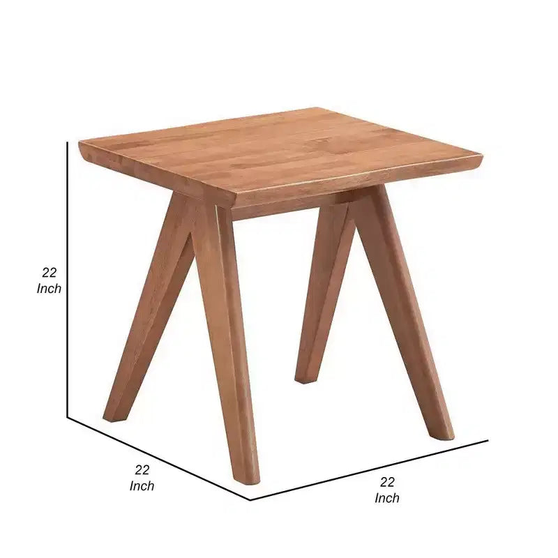 Table d'appoint de 22 pouces, pieds inclinés, finition bois naturel marron