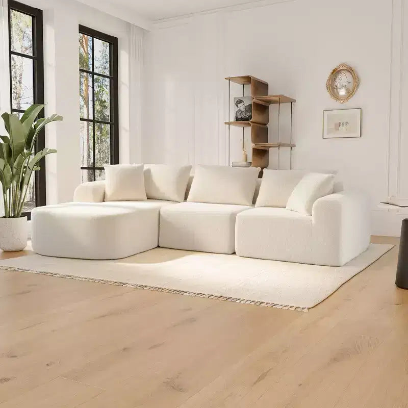 Canapé modulaire surdimensionné 104 avec méridienne en L Canapés nuages modernes rembourrés avec oreillers pour salon chambre beige