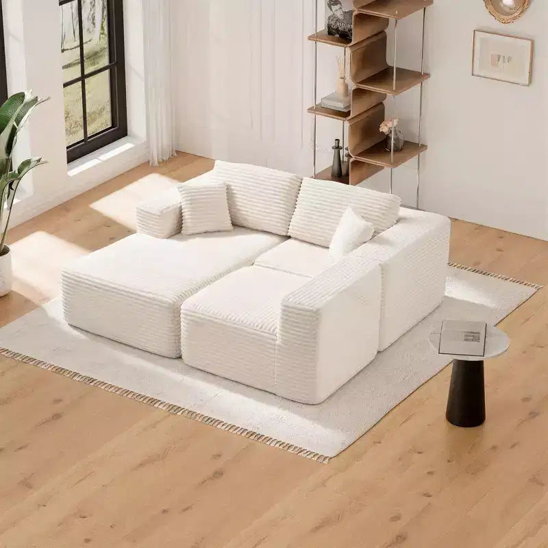 Canapé modulaire surdimensionné 104 avec méridienne en L Canapés nuages modernes rembourrés avec oreillers pour salon chambre beige