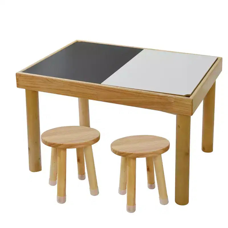 Ensemble table et chaises pour tout-petits, seaux pliables, surface lisse et lavable, assemblage facile pour jeux intérieurs/extérieurs - Bois