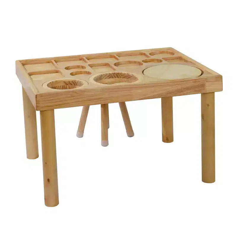 Ensemble table et chaises pour tout-petits, seaux pliables, surface lisse et lavable, assemblage facile pour jeux intérieurs/extérieurs - Bois