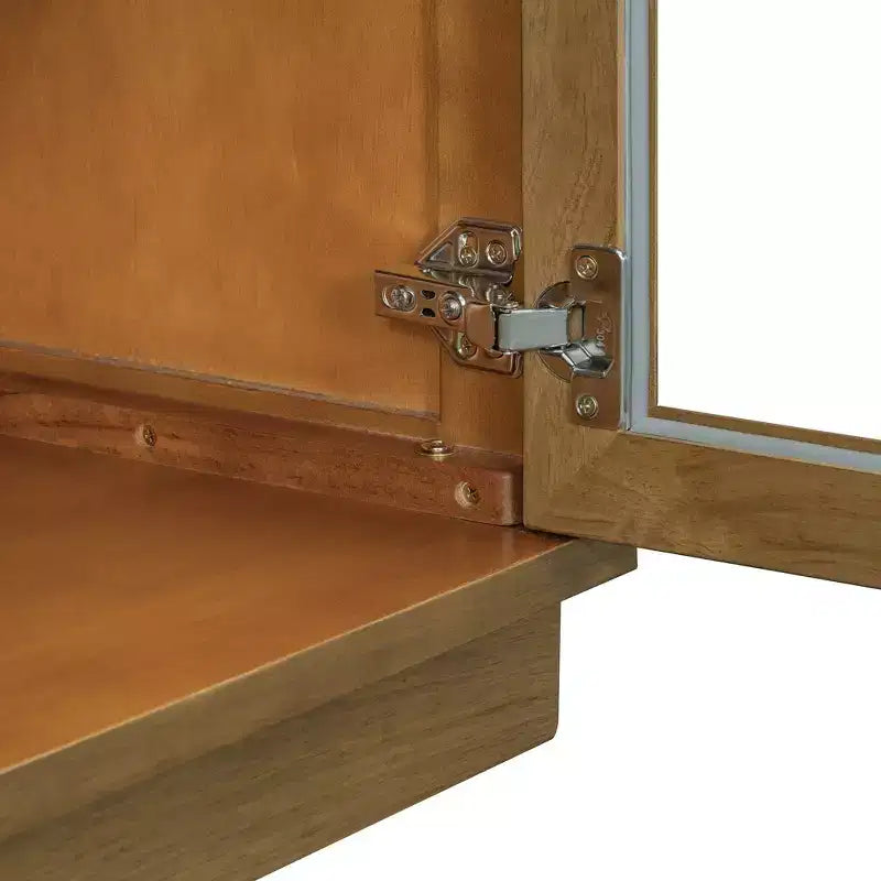 Bahut 4 portes avec portes vitrées cintrées et étagères réglables