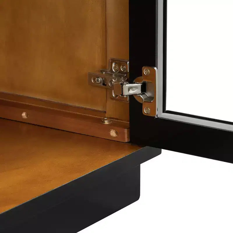 Bahut 4 portes avec portes vitrées cintrées et étagères réglables