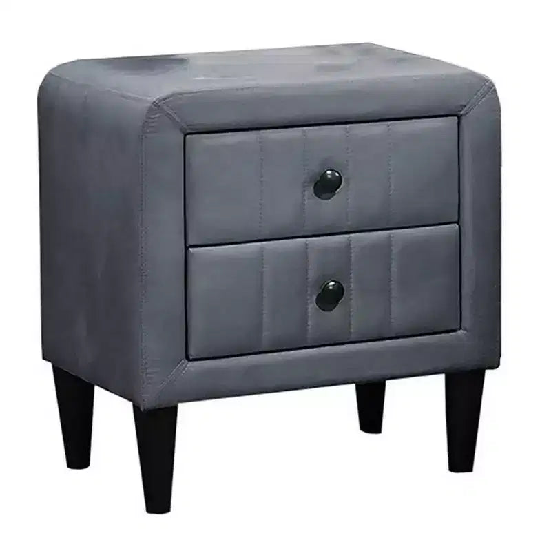 Table de chevet, 2 tiroirs, 56 cm, recouverte de velours gris foncé