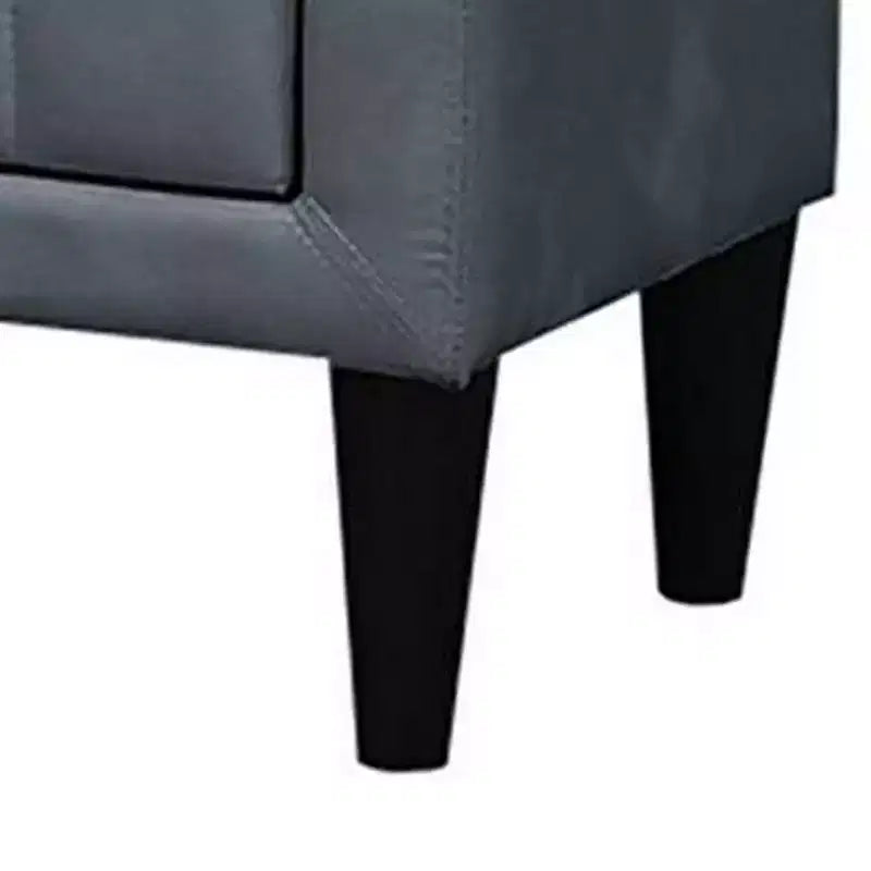 Table de chevet, 2 tiroirs, 56 cm, recouverte de velours gris foncé