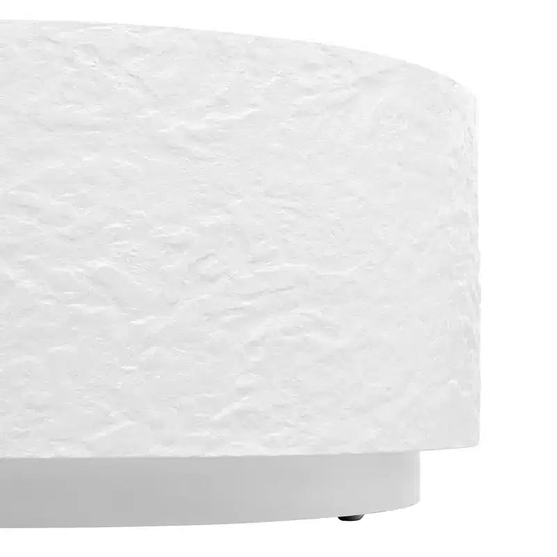 Table Basse Ronde Table Basse Table d'Appoint de Canapé Table d'Appoint avec Design Imitation Pierre, Blanc, Aucun Assemblage Requis