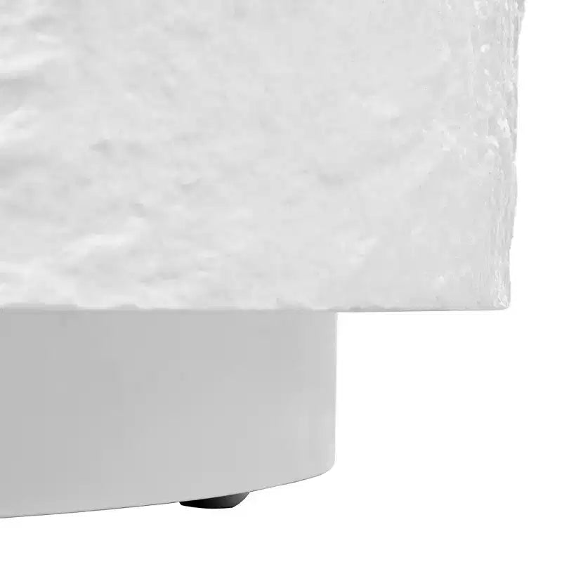 Table Basse Ronde Table Basse Table d'Appoint de Canapé Table d'Appoint avec Design Imitation Pierre, Blanc, Aucun Assemblage Requis