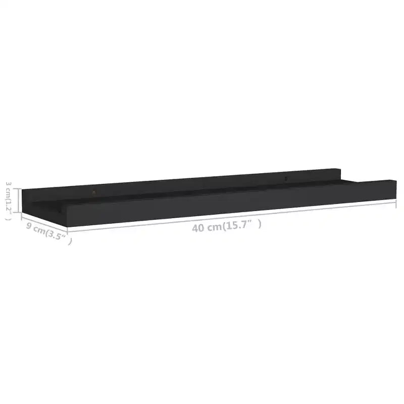 Lot de 2 étagères murales Ledge en MDF noir 40 x 9 x 3 cm