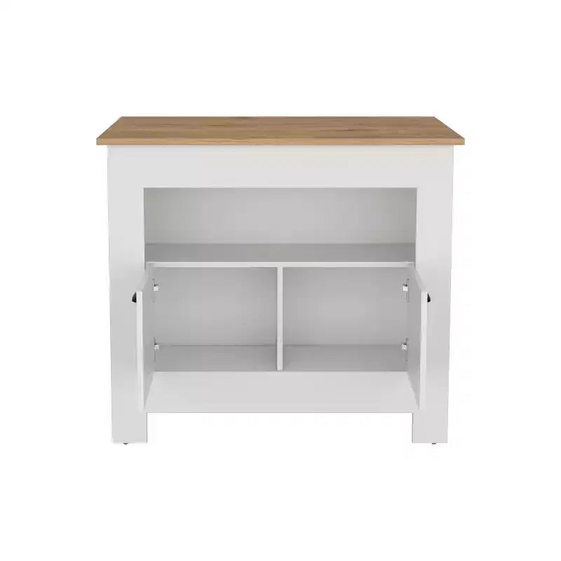 Îlot de cuisine minimaliste avec grand espace de rangement, table îlot de cuisine avec 2 portes et 3 étagères, organiseur de comptoir pour salle à manger