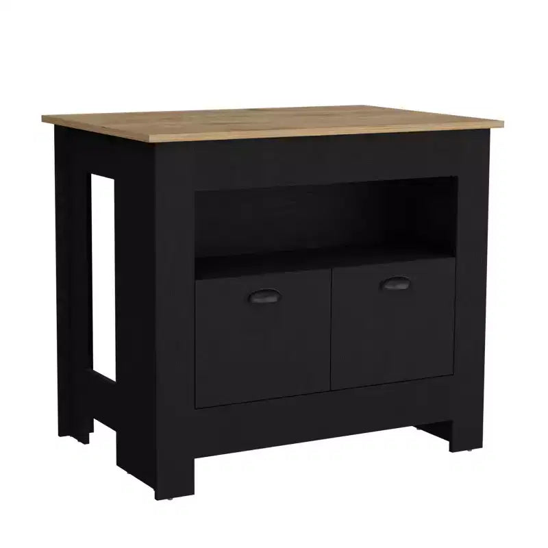 Îlot de cuisine minimaliste avec grand espace de rangement, table îlot de cuisine avec 2 portes et 3 étagères, organiseur de comptoir pour salle à manger