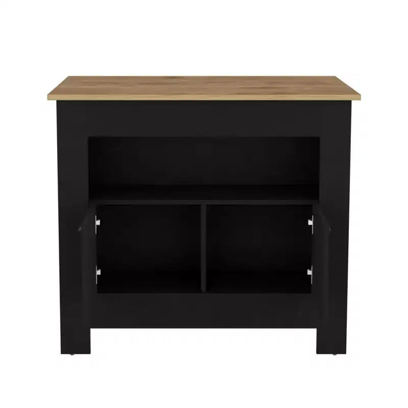 Îlot de cuisine minimaliste avec grand espace de rangement, table îlot de cuisine avec 2 portes et 3 étagères, organiseur de comptoir pour salle à manger