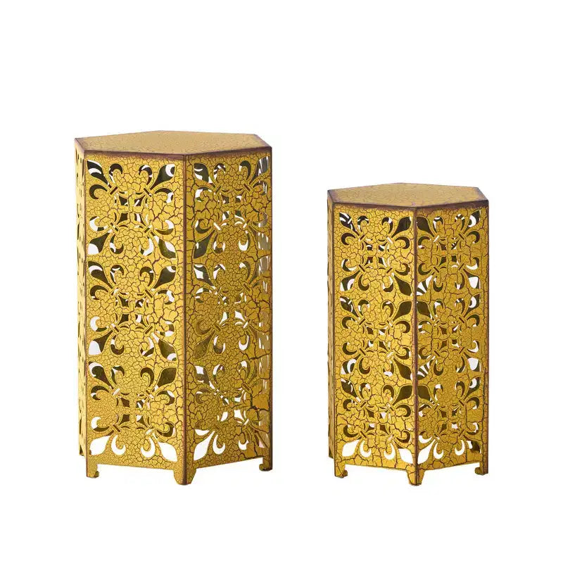 Table d'appoint de salon en fer, Table d'appoint d'extérieur, Table d'appoint hexagonale moderne pour patio