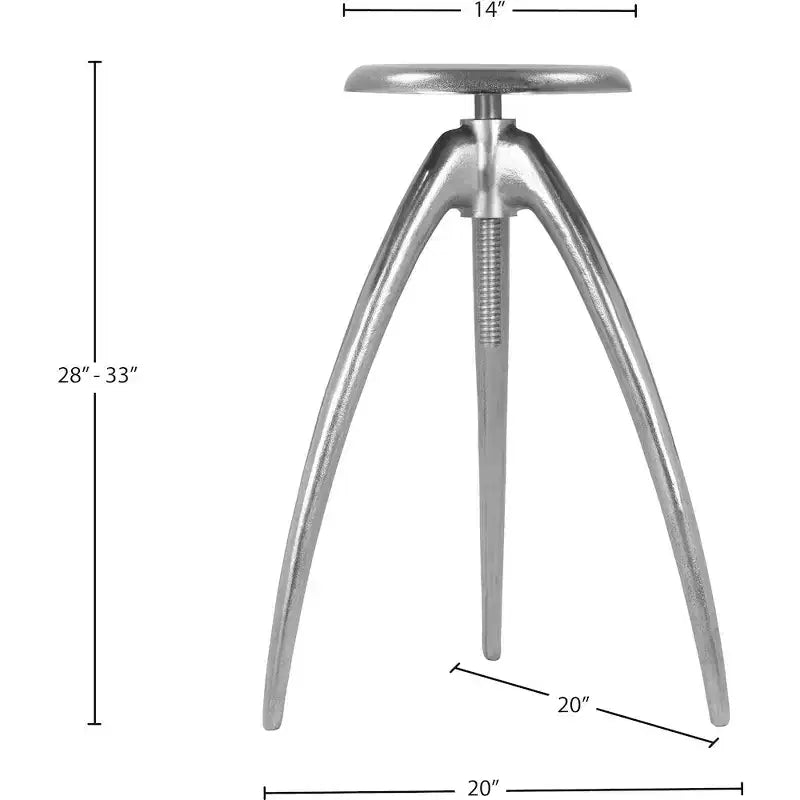 Tabouret de comptoir/bar en aluminium argenté