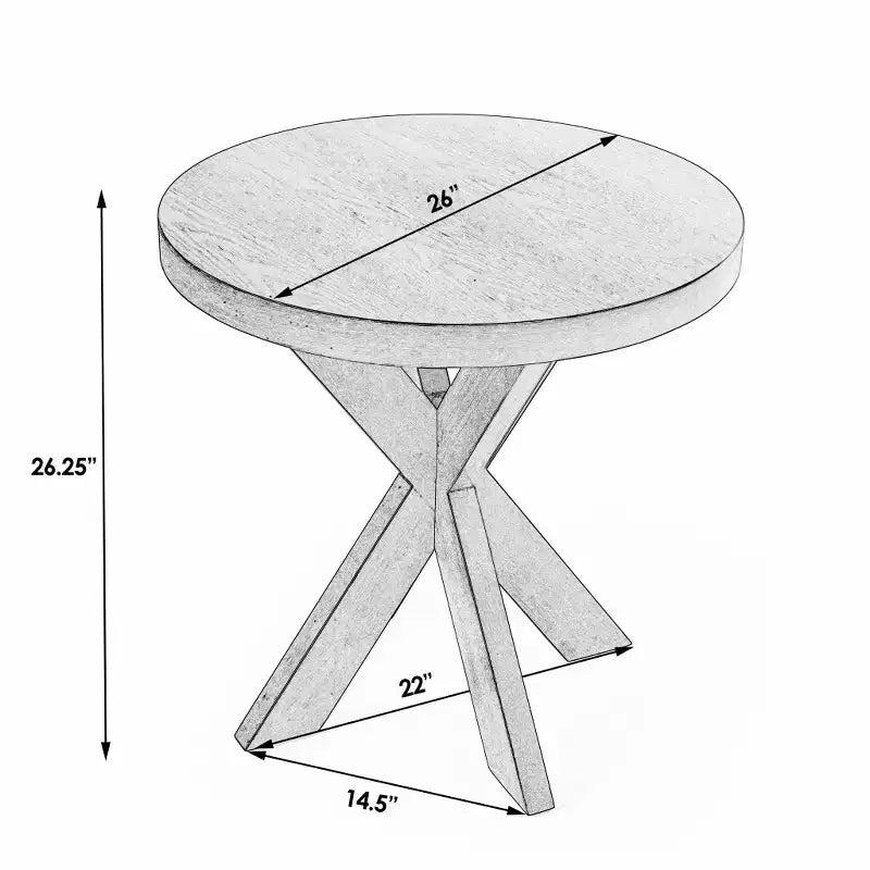 Table d'appoint ronde en bois manufacturé merisier ancien 26 po