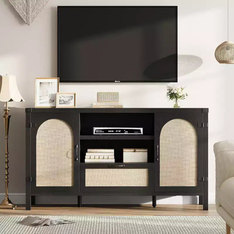 Buffet de 59 po avec rangement, armoire de cuisine de style campagnard avec étagères réglables