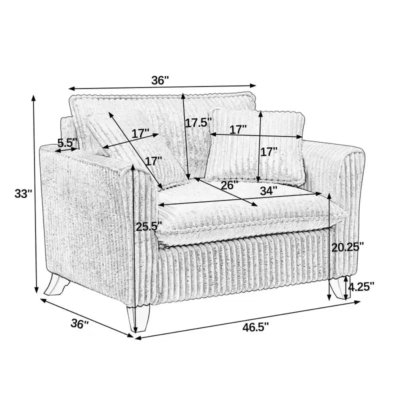 Fauteuil moelleux une place avec coussin doux, dossier et accoudoirs | Idéal pour le salon et la chambre à coucher
