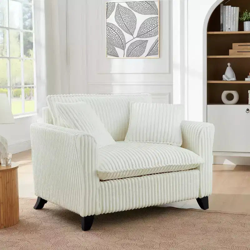 Fauteuil moelleux une place avec coussin doux, dossier et accoudoirs | Idéal pour le salon et la chambre à coucher