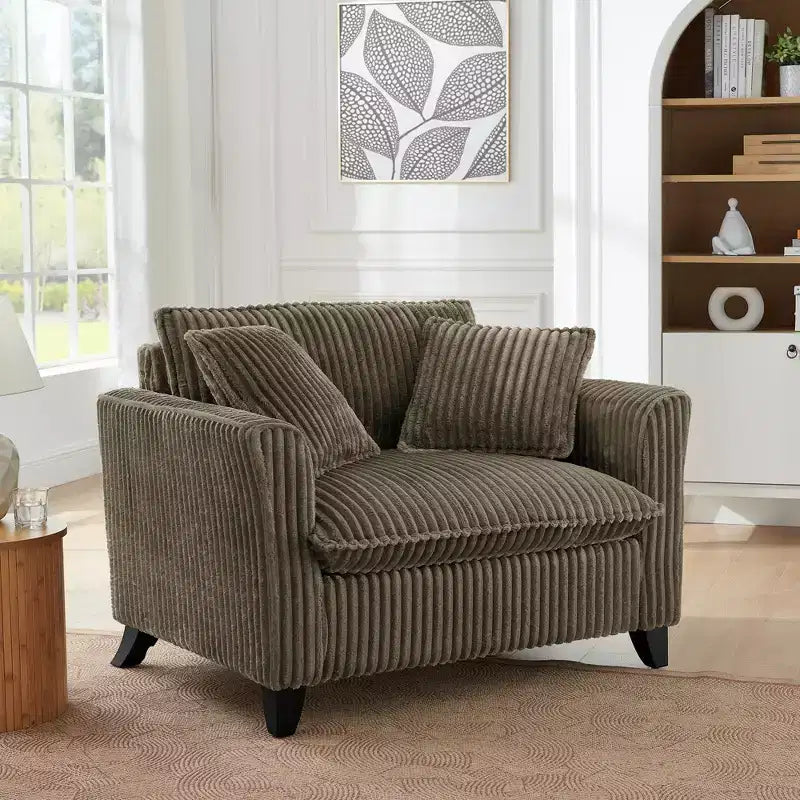 Fauteuil moelleux une place avec coussin doux, dossier et accoudoirs | Idéal pour le salon et la chambre à coucher