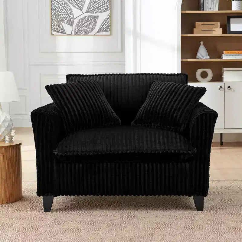 Fauteuil moelleux une place avec coussin doux, dossier et accoudoirs | Idéal pour le salon et la chambre à coucher