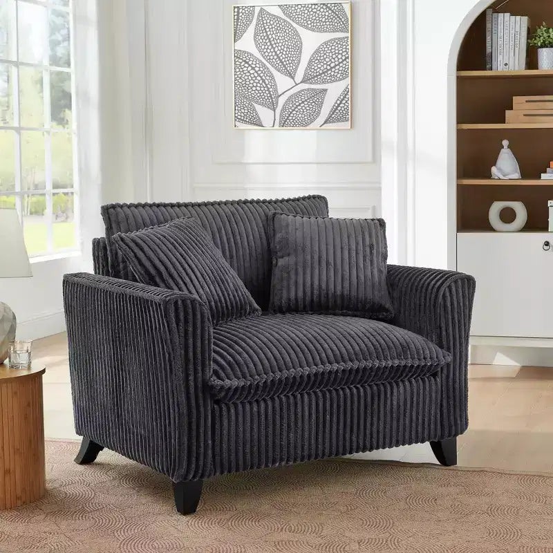 Fauteuil moelleux une place avec coussin doux, dossier et accoudoirs | Idéal pour le salon et la chambre à coucher