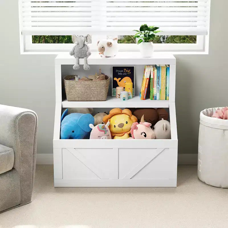 Grand rangement de jouets et bibliothèque pour enfants avec design sûr - Bibliothèque en bois pour tout-petits avec grand meuble, anti-basculement pour salle de jeux