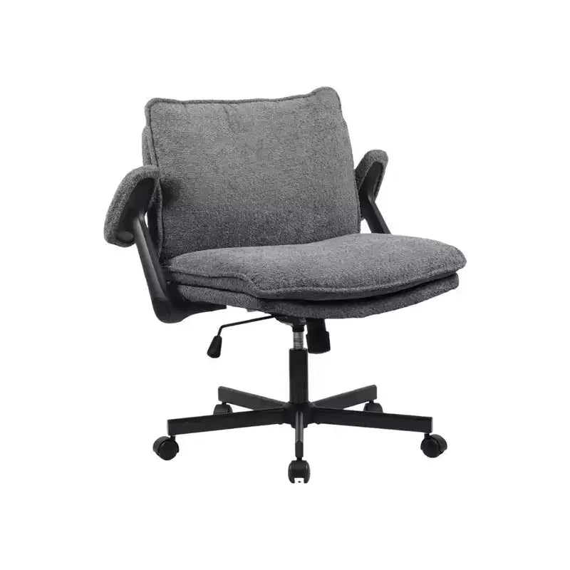 Chaise Criss-Cross avec accoudoirs relevables et roulettes, large assise rembourrée, pivotante, pour bureau à domicile/coiffeuse