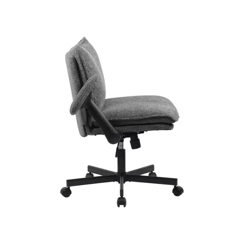 Chaise Criss-Cross avec accoudoirs relevables et roulettes, large assise rembourrée, pivotante, pour bureau à domicile/coiffeuse