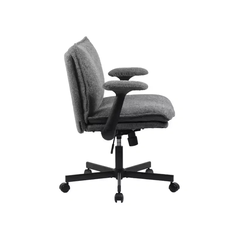 Chaise Criss-Cross avec accoudoirs relevables et roulettes, large assise rembourrée, pivotante, pour bureau à domicile/coiffeuse