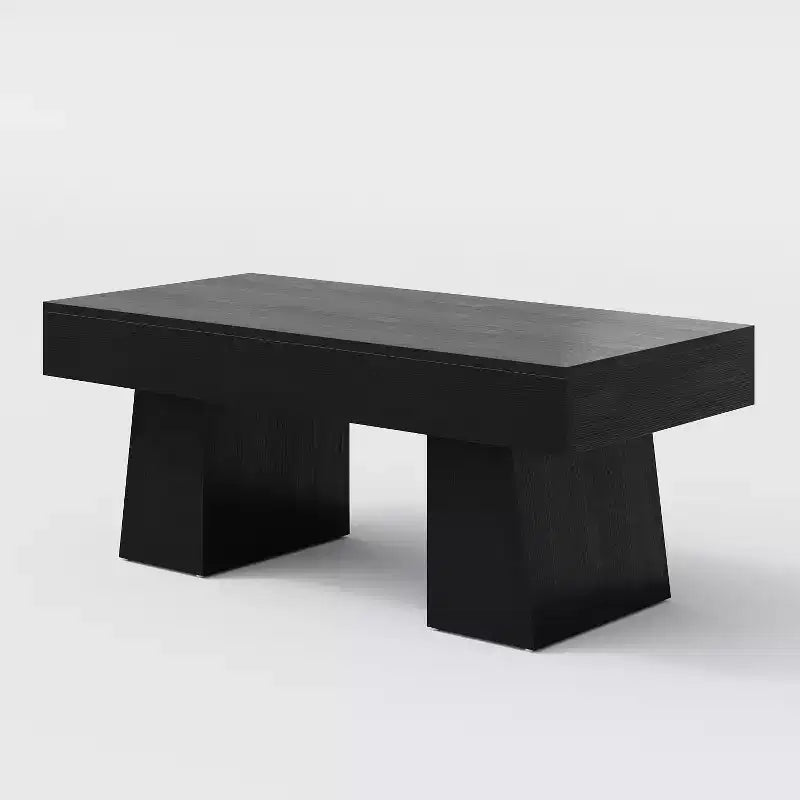 Table basse de ferme, table basse rectangulaire en bois de 120 cm avec base épaisse pour salon