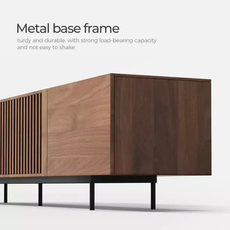 Meuble TV contemporain en noyer de 180 cm, centre de divertissement multifonctionnel pour salon et chambre à coucher