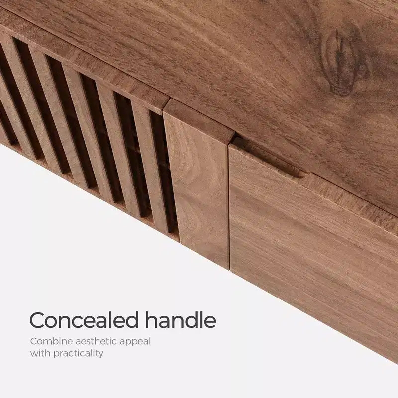 Meuble TV contemporain en noyer de 180 cm, centre de divertissement multifonctionnel pour salon et chambre à coucher