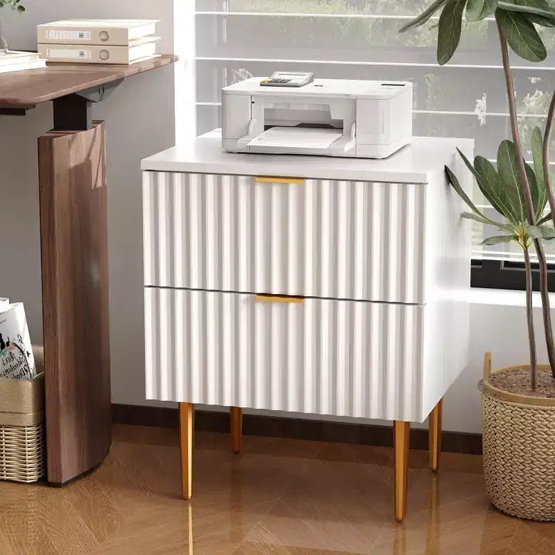 Table de chevet cannelée avec station de recharge et 2 tiroirs, table de chevet dorée et en bois avec ports USB et prises, pour chambre à coucher, appartement