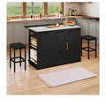 Îlots de Cuisine Roulants avec Poubelle Intégrée et Sièges, Table à Manger Pliante avec 2 Tabourets, Table à Manger Roulante avec Prise Électrique, Étagère à Épices