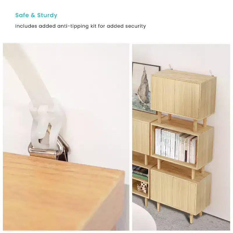 Table d'appoint cube de rangement empilable avec pieds en bois d'hévéa