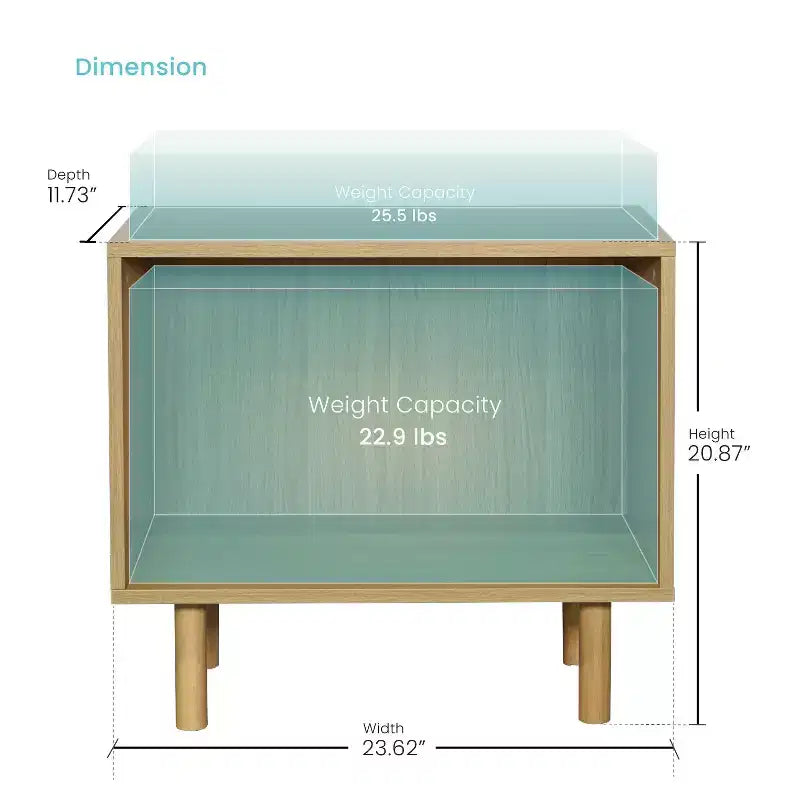 Table d'appoint cube de rangement empilable avec pieds en bois d'hévéa