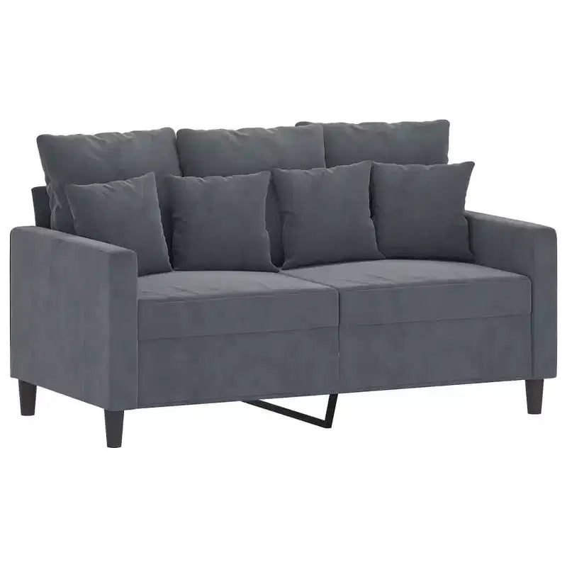 Ensemble de canapé 2 pièces avec coussins en velours gris foncé