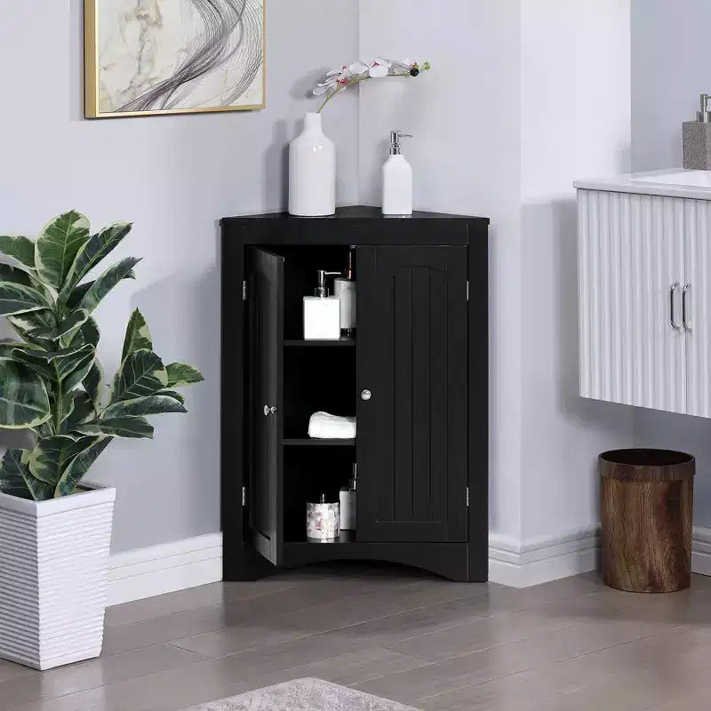 Armoire de rangement de salle de bain, Armoire haute grand meuble de rangement avec 2 tiroirs et étagères ouvertes