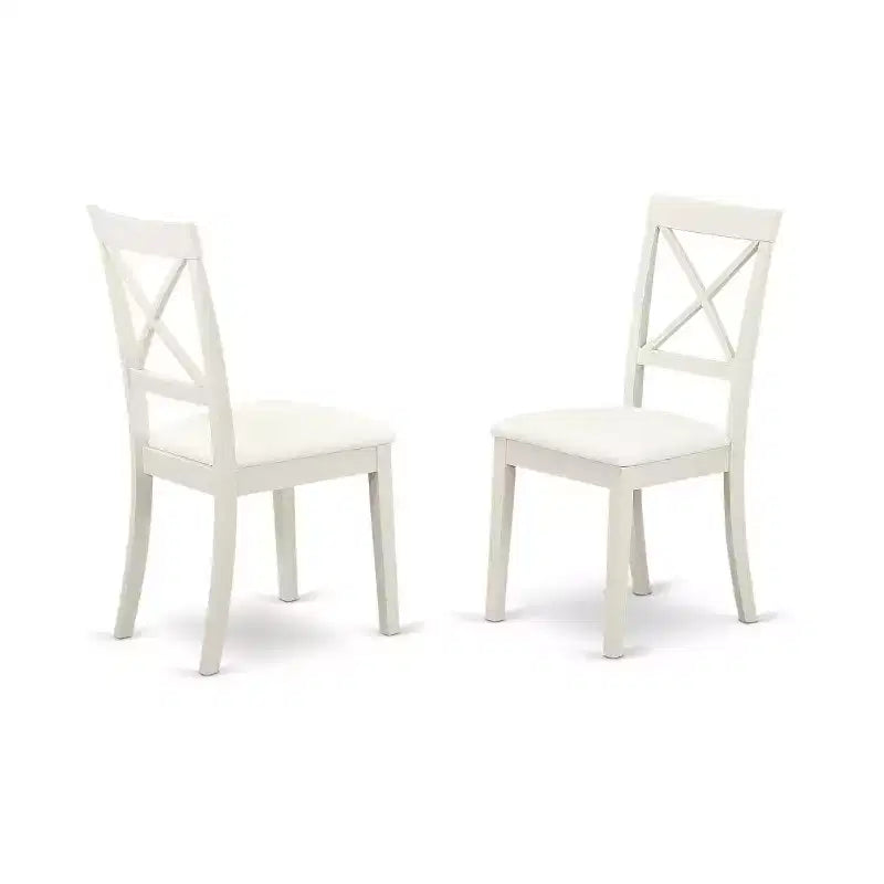 Ensemble de salle à manger 3 pièces en bois massif finition blanc lin